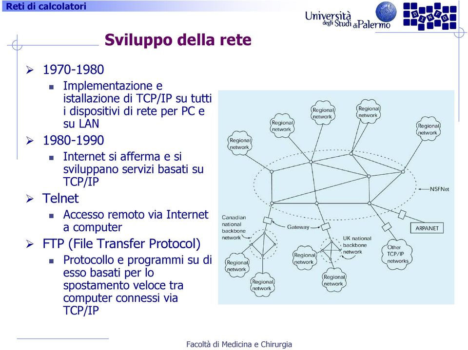 basati su TCP/IP Telnet Accesso remoto via Internet a computer FTP (File Transfer