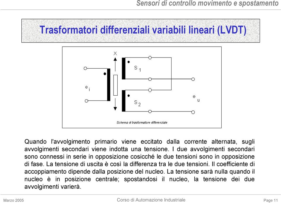 I due avvolgimenti secondari sono connessi in serie in opposizione cosicché le due tensioni sono in opposizione di fase.