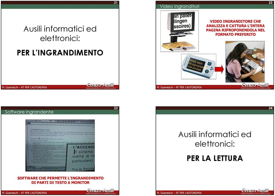 PREFERITO PER L INGRANDIMENTO Software ingrandente 23 24 Ausili informatici ed