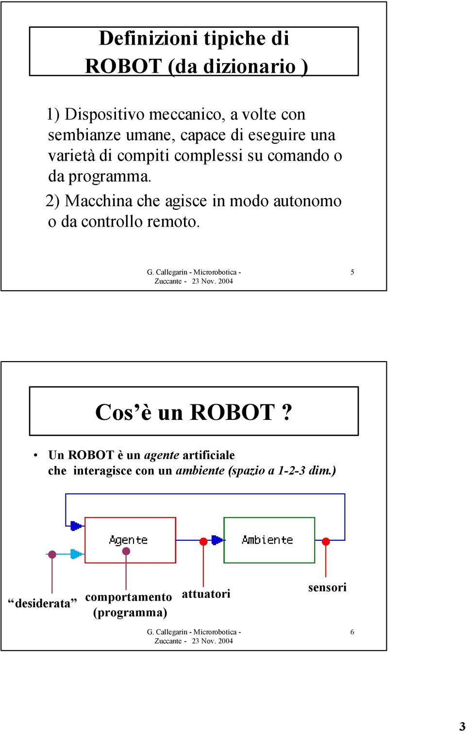 2) Macchina che agisce in modo autonomo o da controllo remoto. 5 Cos è un ROBOT?