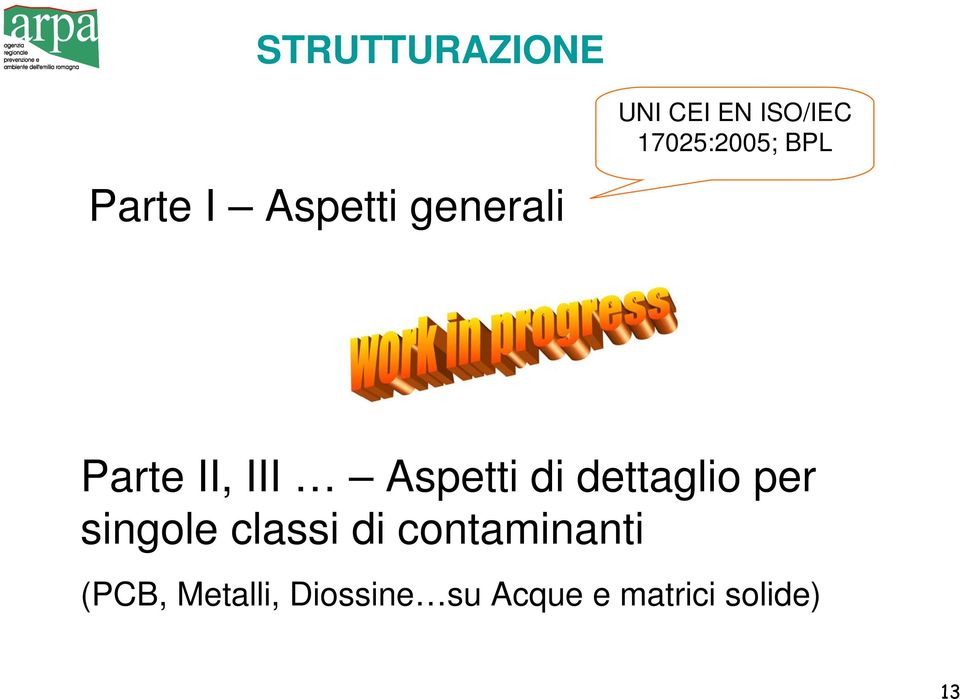 di dettaglio per singole classi di contaminanti