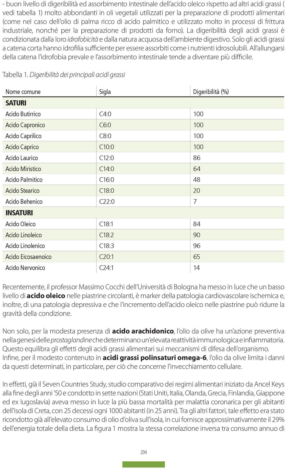 La digeribilità degli acidi grassi è condizionata dalla loro idrofobicità e dalla natura acquosa dell ambiente digestivo.