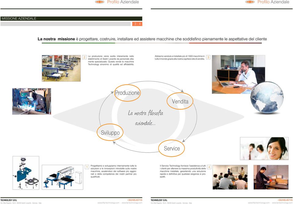 Abbiamo venduto e installato più di 1300 macchine in tutto il mondo grazie alla nostra capillare rete di vendita. 3 La nostra filosofia aziendale.