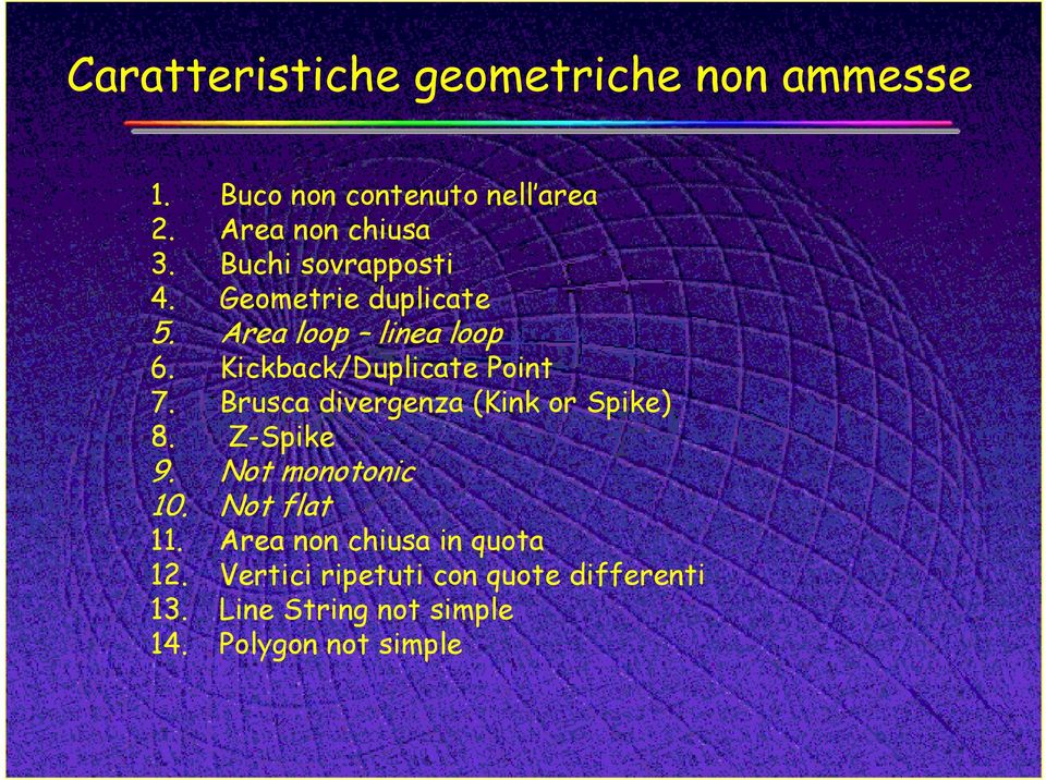 Brusca divergenza (Kink or Spike) 8. Z-Spike 9. Not monotonic 10. Not flat 11.