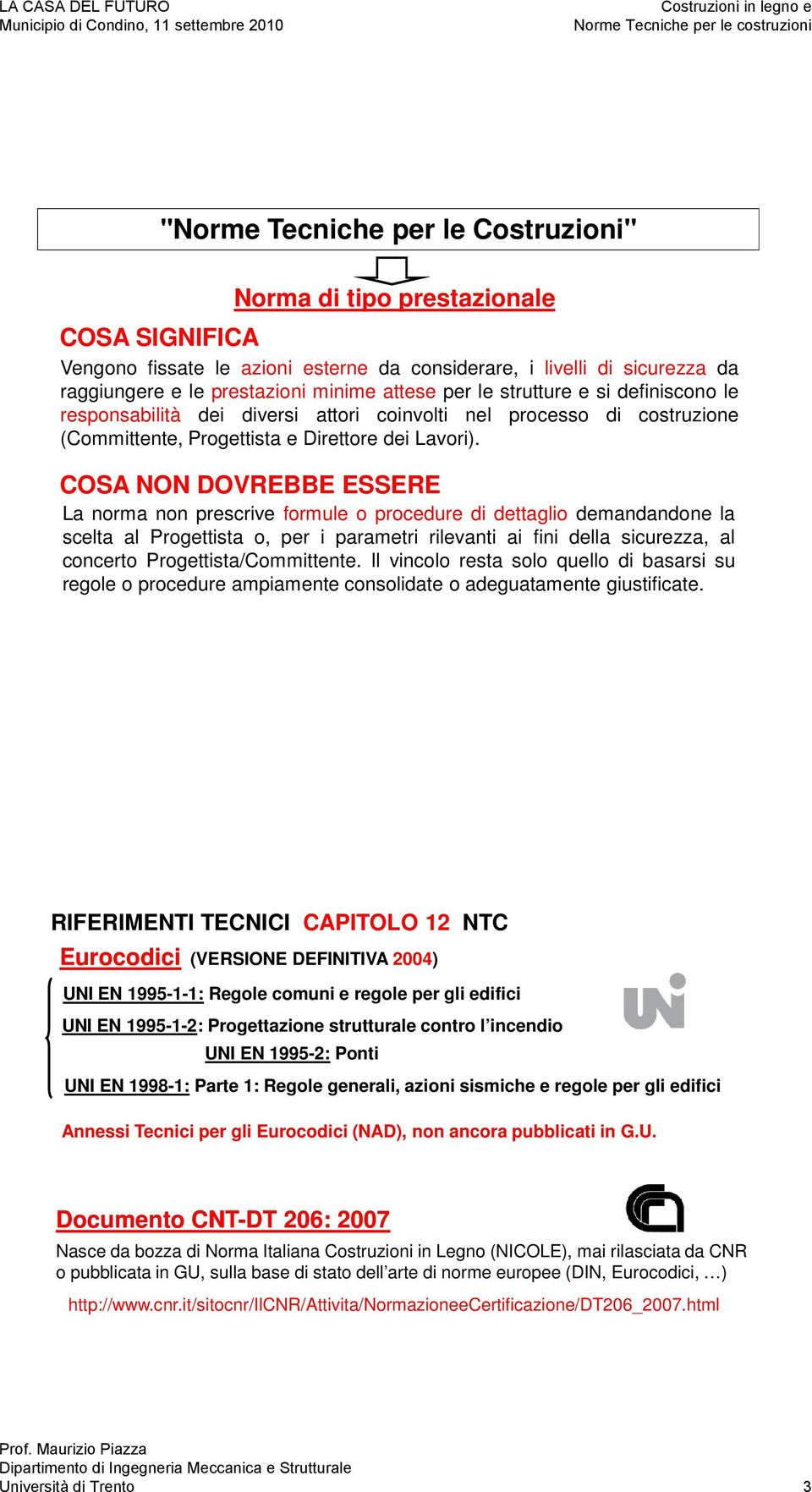 COSA NON DOVREBBE ESSERE La norma non prescrive formule o procedure di dettaglio demandandone la scelta al Progettista o, per i parametri rilevanti ai fini della sicurezza, al concerto