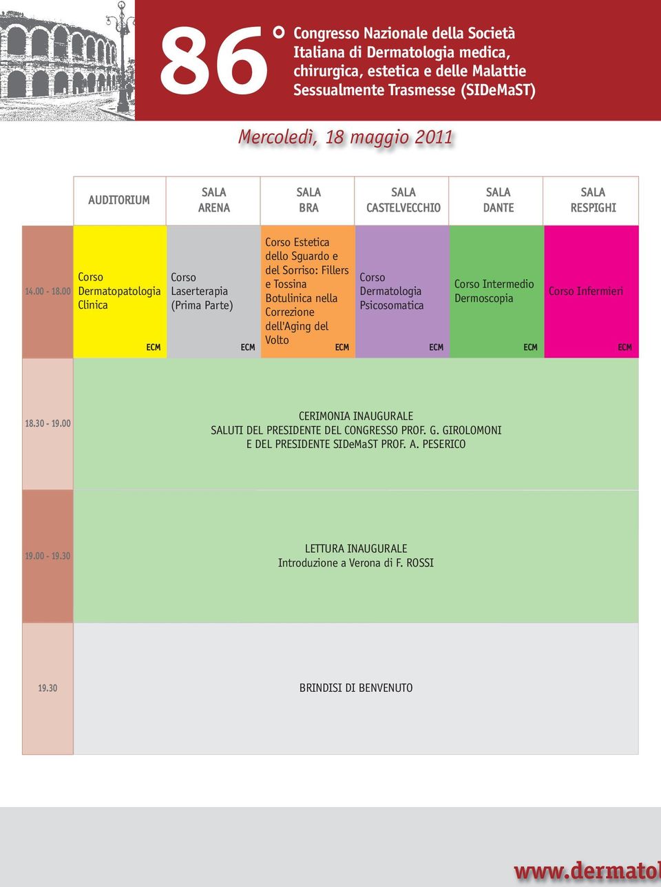 00 Corso Dermatopatologia Clinica Corso Laserterapia (Prima Parte) Corso Estetica dello Sguardo e del Sorriso: Fillers e Tossina Botulinica nella Correzione dell'aging del Volto Corso