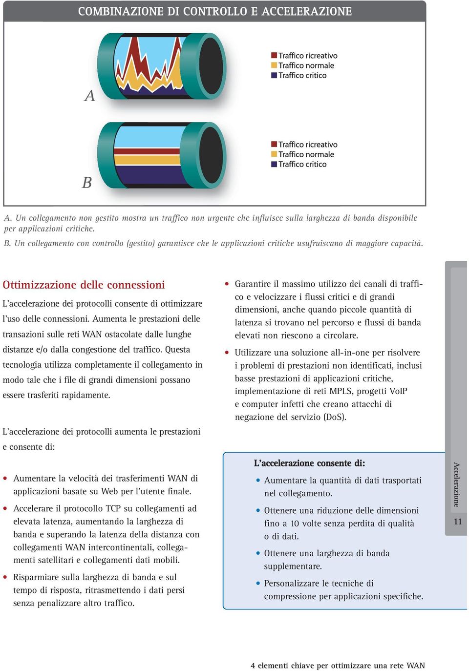 Ottimizzazione delle connessioni L'accelerazione dei protocolli consente di ottimizzare l'uso delle connessioni.