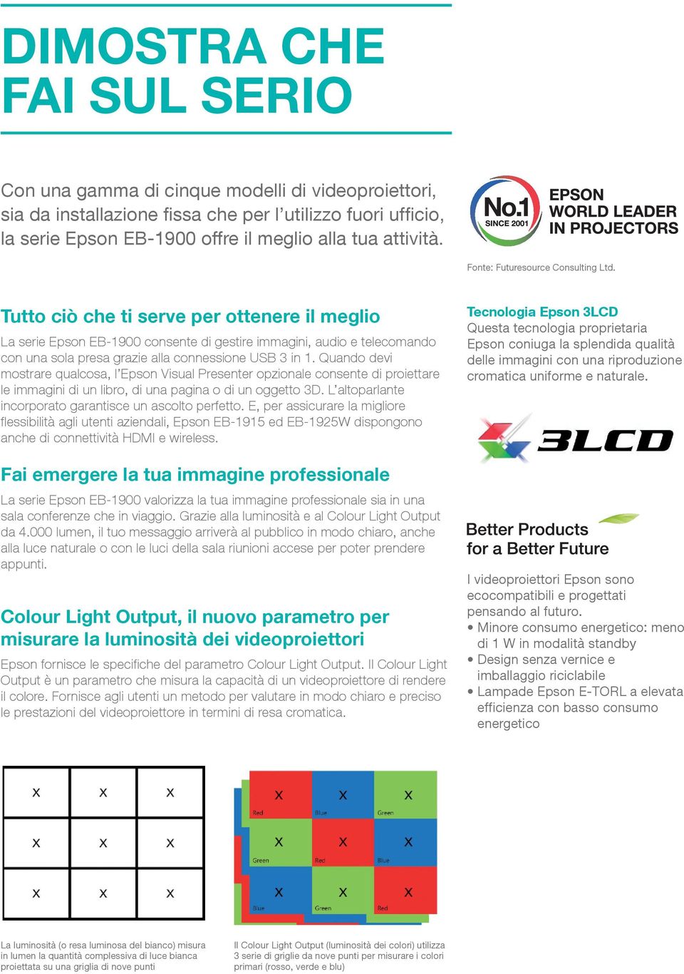 Tutto ciò che ti serve per ottenere il meglio La serie Epson EB-1900 consente di gestire immagini, audio e telecomando con una sola presa grazie alla connessione USB 3 in 1.