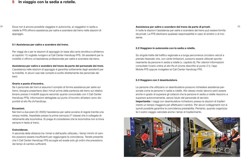 Le FFS declinano qualsiasi responsabilità in caso di sinistro o di incidente. 5.1 Assistenza per salire e scendere dal treno.