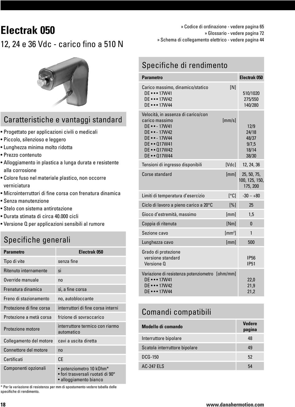 Piccolo, silenzioso e leggero Lunghezza minima molto ridotta Prezzo contenuto Alloggiamento in plastica a lunga durata e resistente alla corrosione Colore fuso nel materiale plastico, n occorre