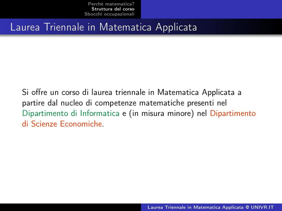 di competenze matematiche presenti nel Dipartimento di