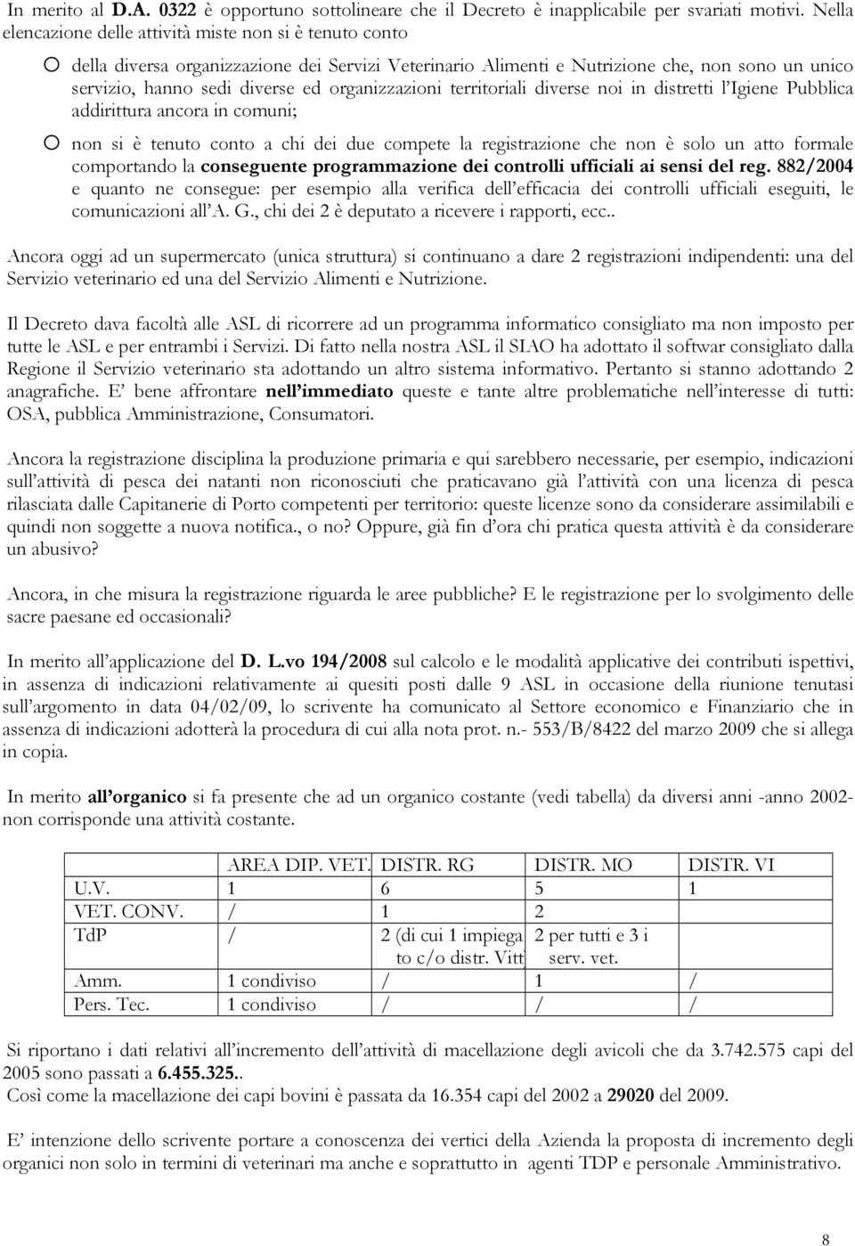 organizzazioni territoriali diverse noi in distretti l Igiene Pubblica addirittura ancora in comuni; o non si è tenuto conto a chi dei due compete la registrazione che non è solo un atto formale