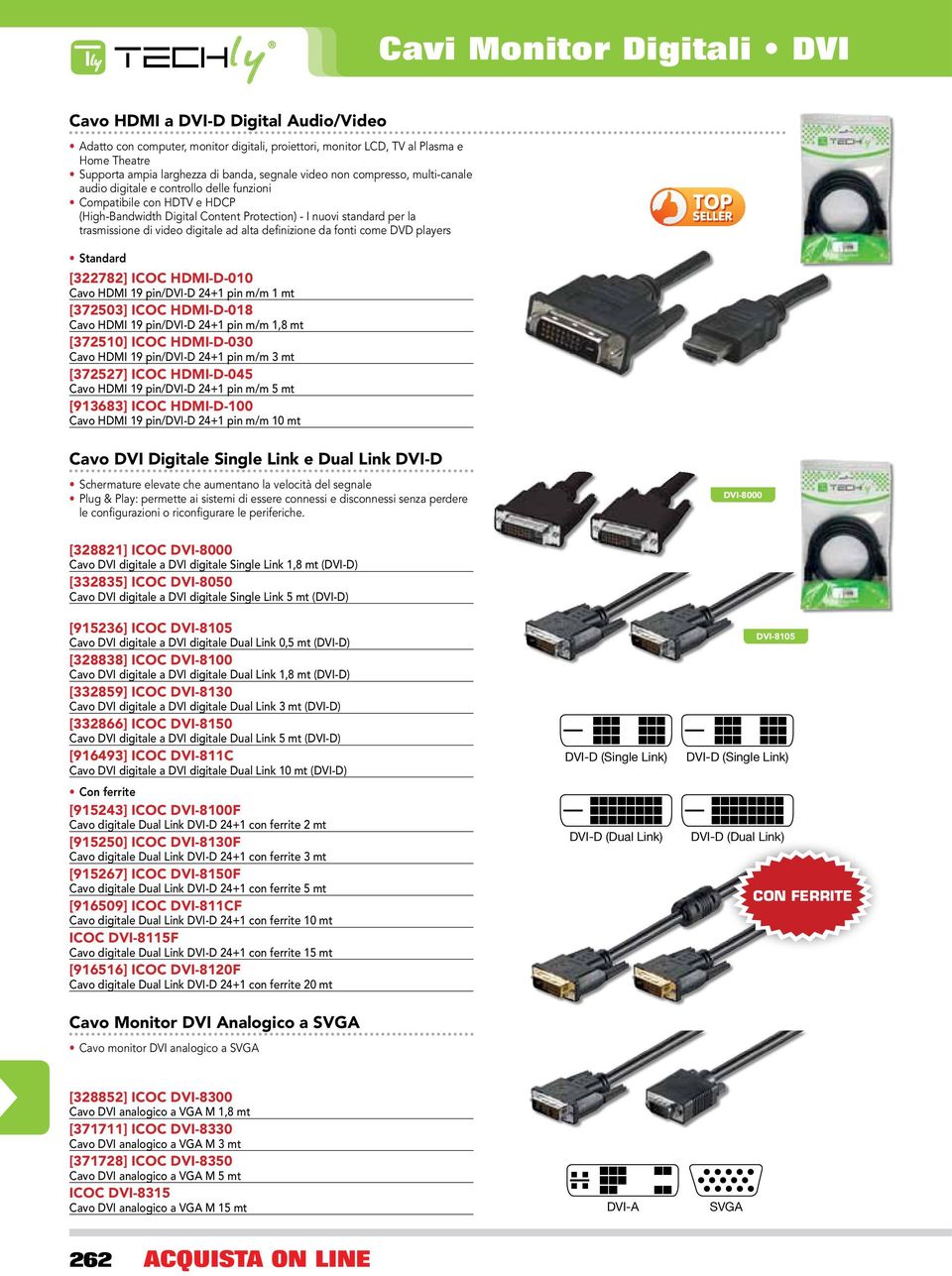 digitale ad alta definizione da fonti come DVD players Standard [322782] ICOC HDMI-D-010 Cavo HDMI 19 pin/dvi-d 24+1 pin m/m 1 mt [372503] ICOC HDMI-D-018 Cavo HDMI 19 pin/dvi-d 24+1 pin m/m 1,8 mt