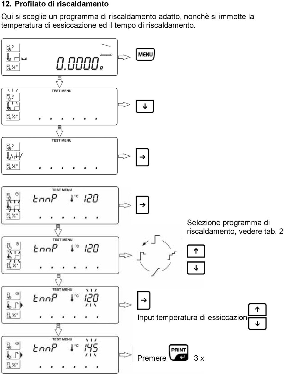 essiccazione ed il tempo di riscaldamento.