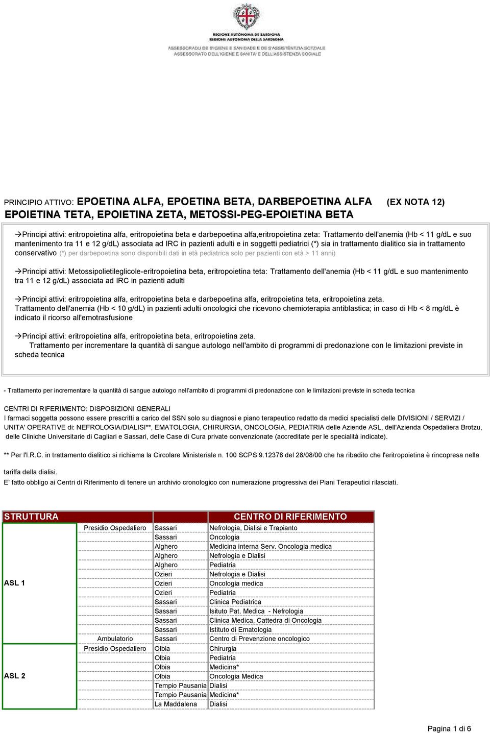 dialitico sia in trattamento conservativo (*) per darbepoetina sono disponibili dati in età pediatrica solo per pazienti con età > 11 anni) Principi attivi: Metossipolietileglicole-eritropoietina