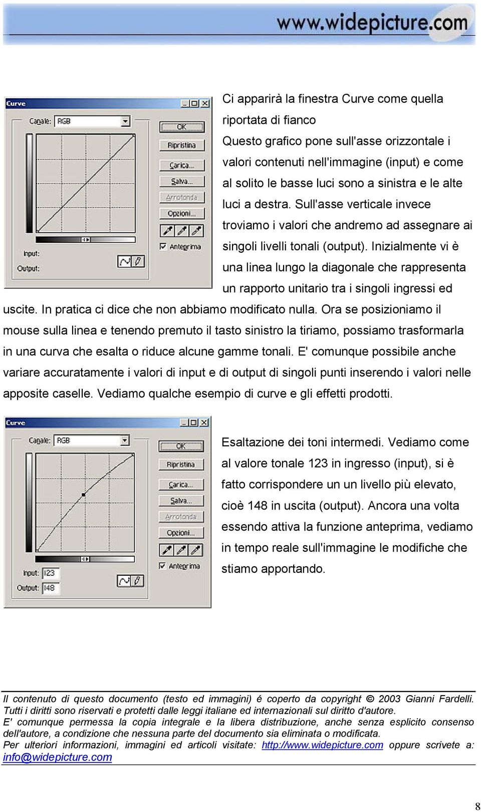 Inizialmente vi è una linea lungo la diagonale che rappresenta un rapporto unitario tra i singoli ingressi ed uscite. In pratica ci dice che non abbiamo modificato nulla.