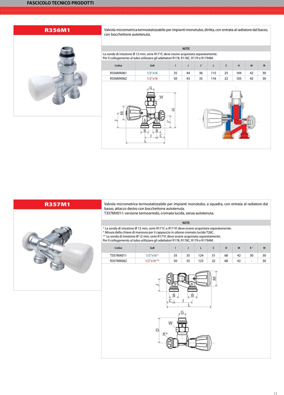 odice x H R356X061 1/2 x16 35 44 36 115 25 4 42 30 R356X062 1/2 x18 50 43 35 116 22 3 42 30 H R3571 Valvola micrometrica termostatizzabile per impianti monotubo, a squadra, con entrata al radiatore