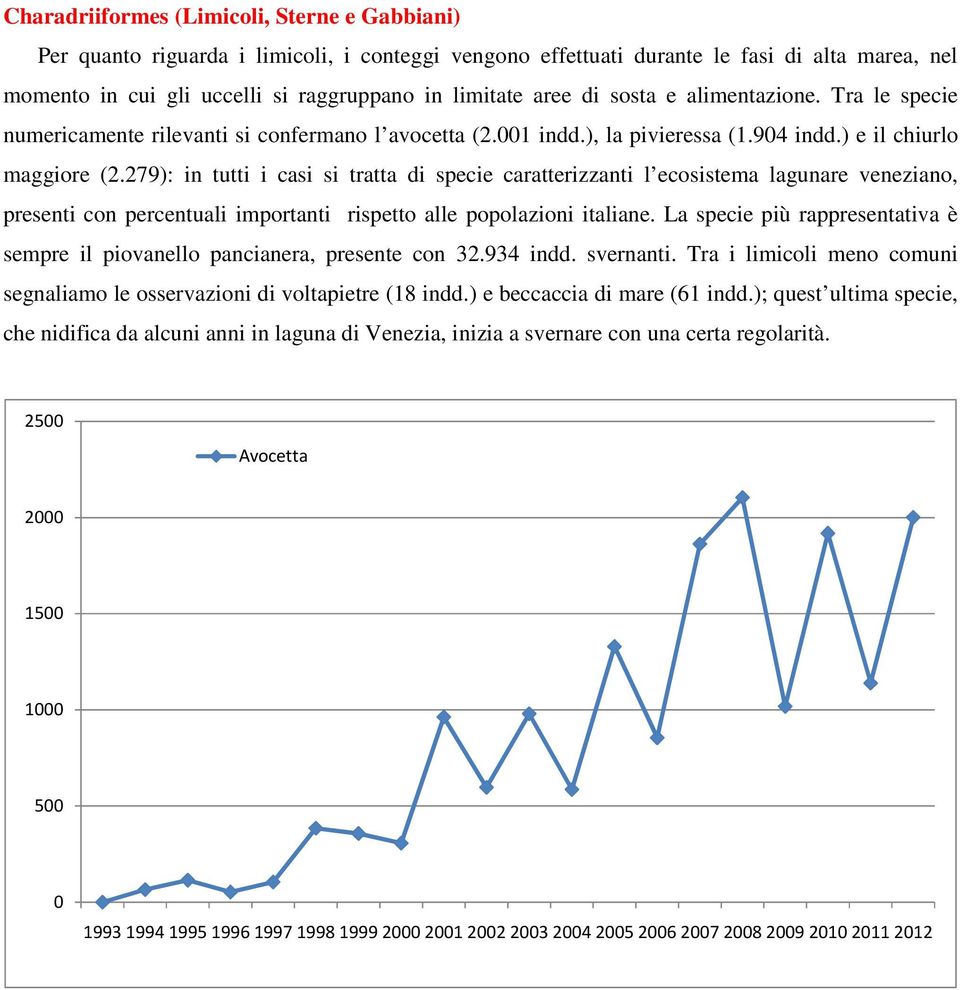 279): in tutti i casi si tratta di specie caratterizzanti l ecosistema lagunare veneziano, presenti con percentuali importanti rispetto alle popolazioni italiane.