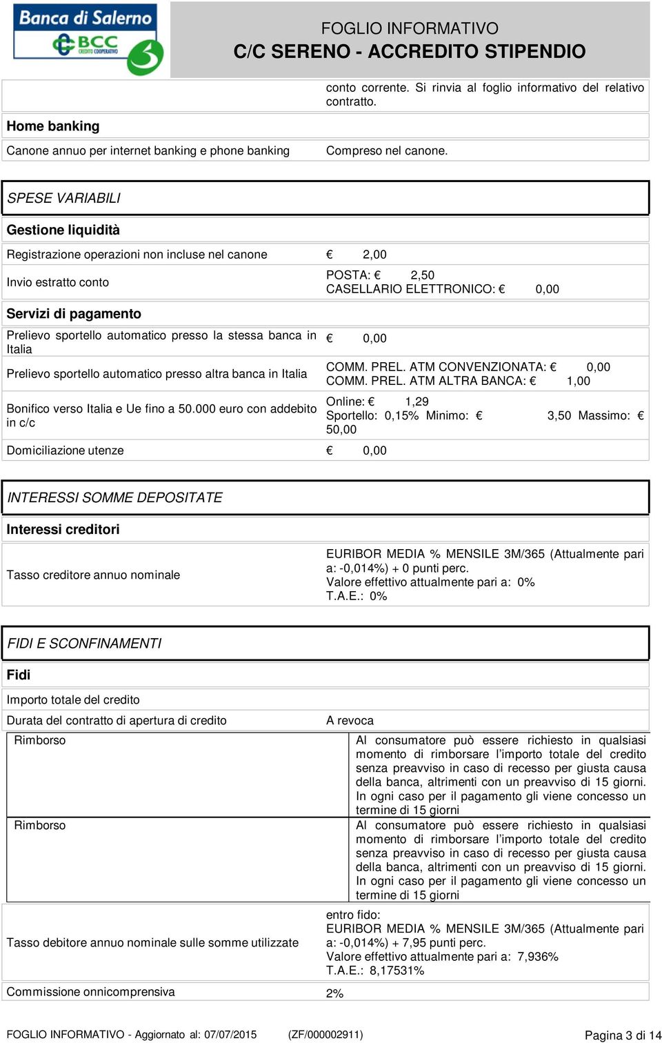 Prelievo sportello automatico presso altra banca in Italia Bonifico verso Italia e Ue fino a 50.