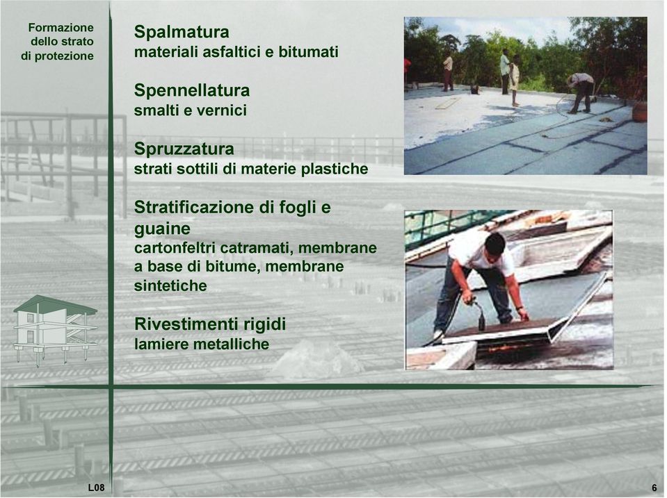 materie plastiche Stratificazione di fogli e guaine cartonfeltri catramati,