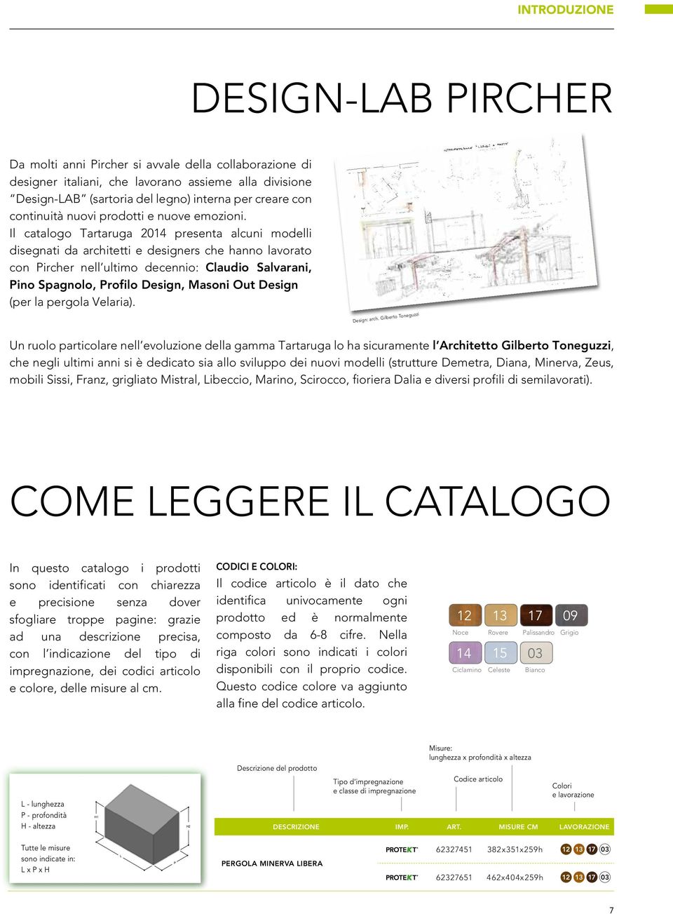 Il catalogo Tartaruga 2014 presenta alcuni modelli disegnati da architetti e designers che hanno lavorato con Pircher nell ultimo decennio: Claudio Salvarani, Pino Spagnolo, Profilo Design, Masoni