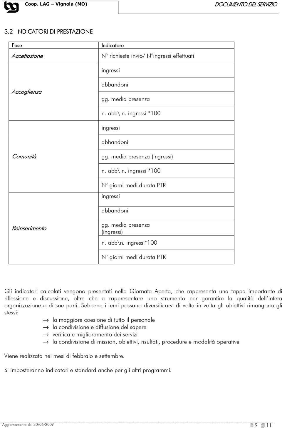 ingressi*100 N giorni medi durata PTR Gli indicatori calcolati vengono presentati nella Giornata Aperta, che rappresenta una tappa importante di riflessione e discussione, oltre che a rappresentare