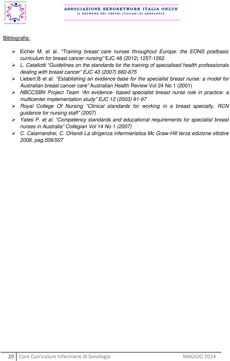 Establishing an evidence base for the specialist breast nurse: a model for Australian breast cancer care Australian Health Review Vol 24 No 1 (2001) NBCCSBN Project Team An evidence- based specialist