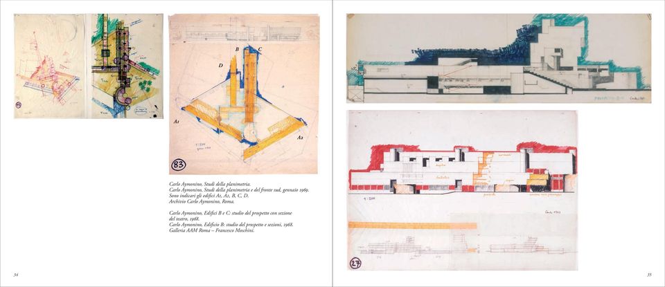 Sono indicari gli edifici A1, A2, B, C, D. Archivio Carlo Aymonino, Roma.