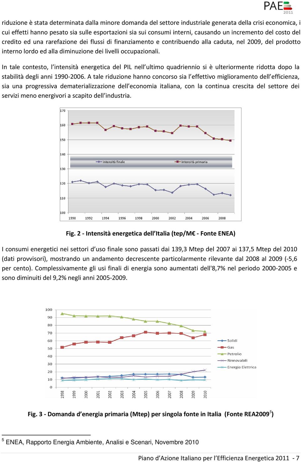 In tale contesto, l intensità energetica del PIL nell ultimo quadriennio si è ulteriormente ridotta dopo la stabilità degli anni 1990 2006.