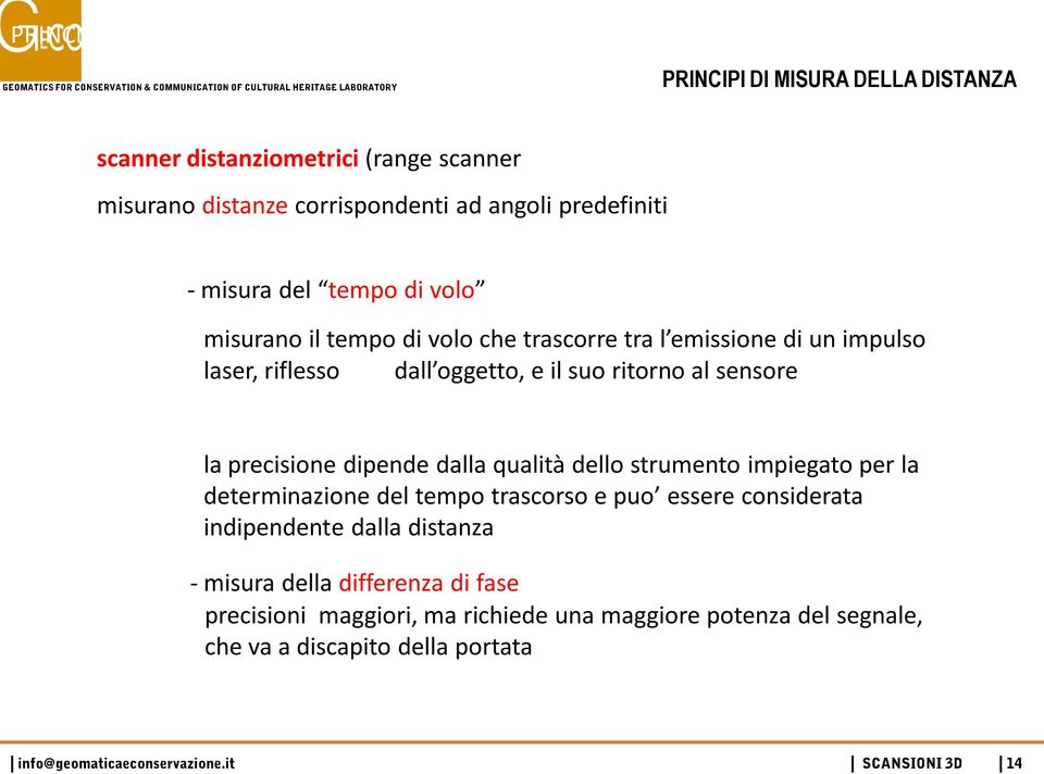 ritorno al sensore la precisione dipende dalla qualità dello strumento impiegato per la determinazione del tempo trascorso e puo essere considerata