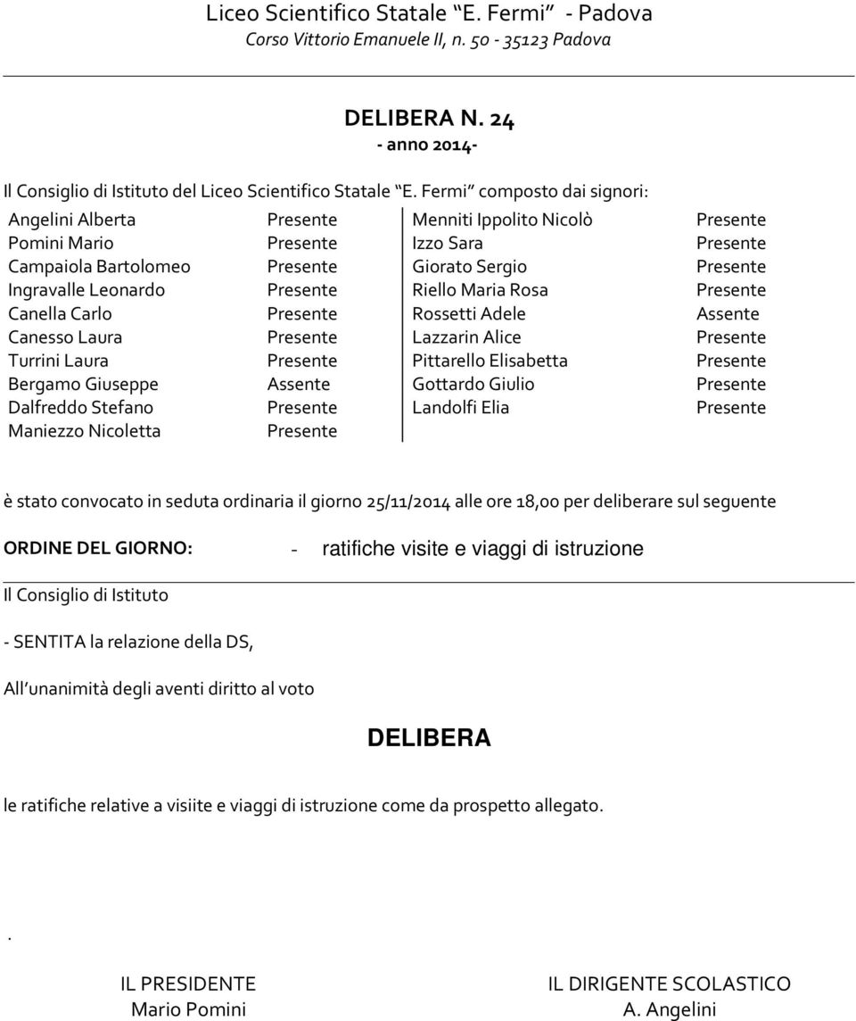 Laura Lazzarin Alice Turrini Laura Pittarello Elisabetta Bergamo Giuseppe Assente Gottardo Giulio Dalfreddo Stefano Landolfi