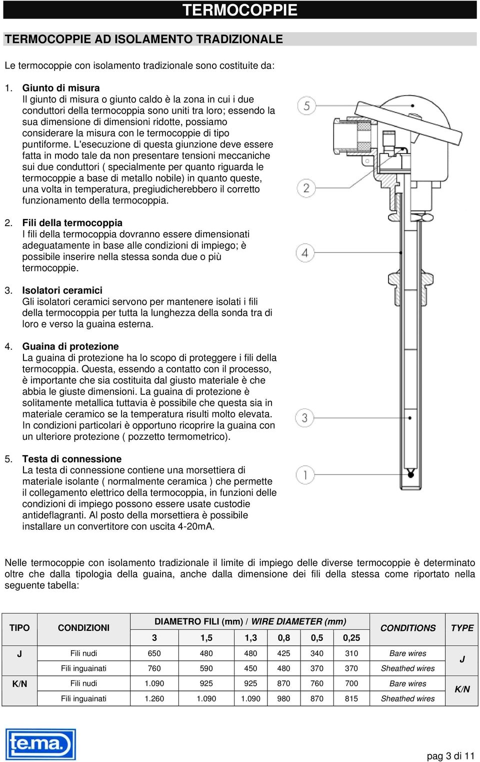 misura con le termocoppie di tipo puntiforme.