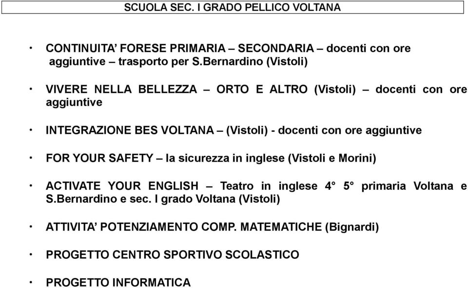 con ore aggiuntive FOR YOUR SAFETY la sicurezza in inglese (Vistoli e Morini) ACTIVATE YOUR ENGLISH Teatro in inglese 4 5 primaria