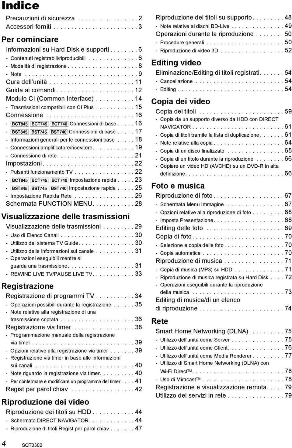 .......... 14 - Trasmissioni compatibili con CI Plus........... 15 Connessione......................... 16 - [BCT845] [BCT745] [BCT740] Connessioni di base.