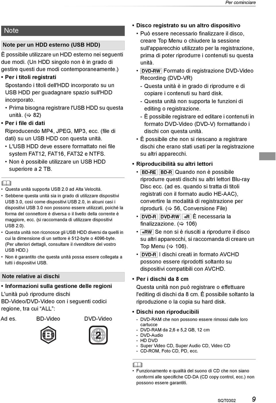 ( 82) Per i file di dati Riproducendo MP4, JPEG, MP3, ecc. (file di dati) su un USB HDD con questa unità. L'USB HDD deve essere formattato nei file system FAT12, FAT16, FAT32 e NTFS.