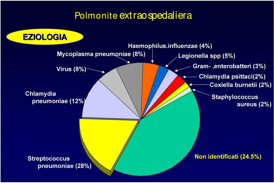 influenzae (4%) Mycoplasma pneumoniae (8%) Legionella spp (5%)