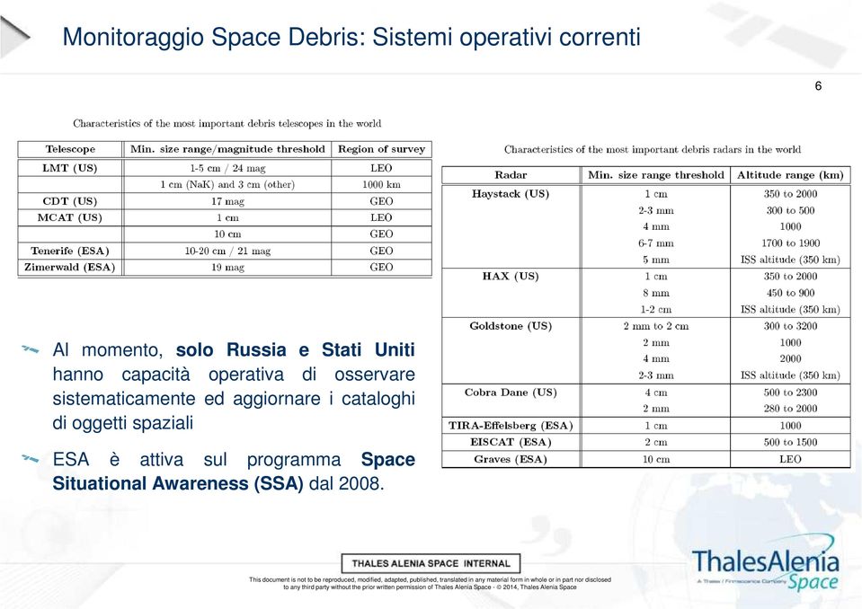 osservare sistematicamente ed aggiornare i cataloghi di oggetti