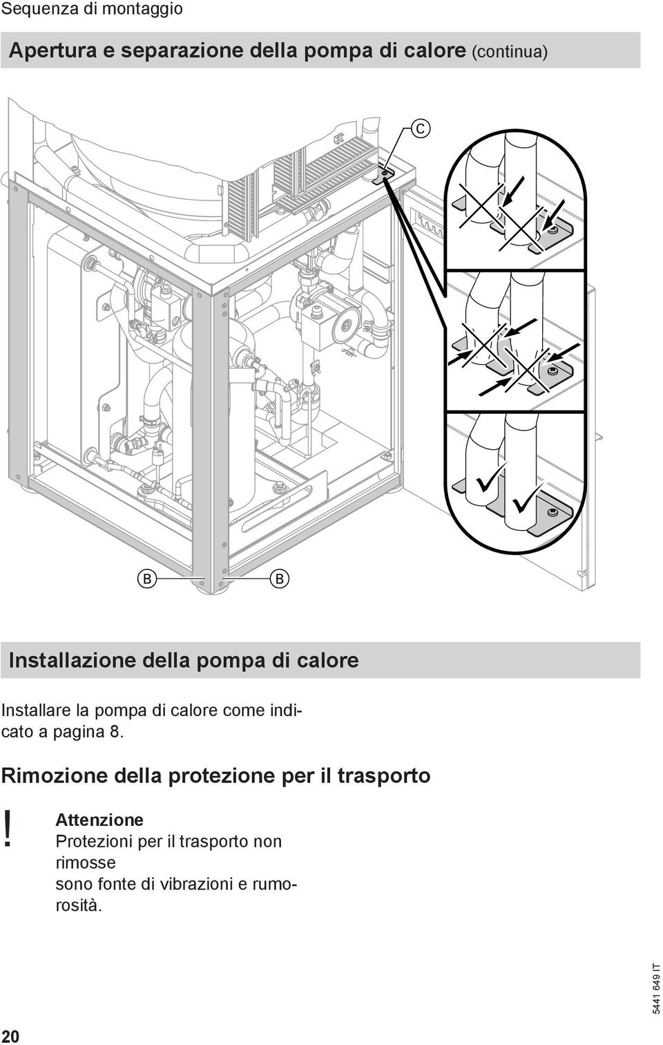 indicato a pagina 8. Rimozione della protezione per il trasporto Attenzione!