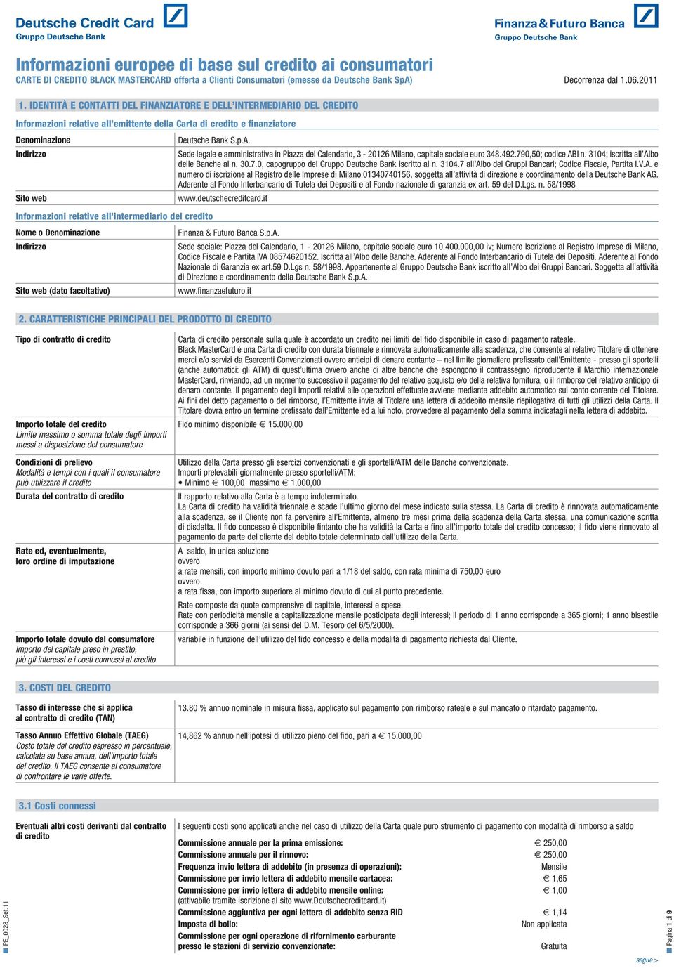 all intermediario del credito Nome o Denominazione Indirizzo Sito web (dato facoltativo) Deutsche Bank S.p.A.