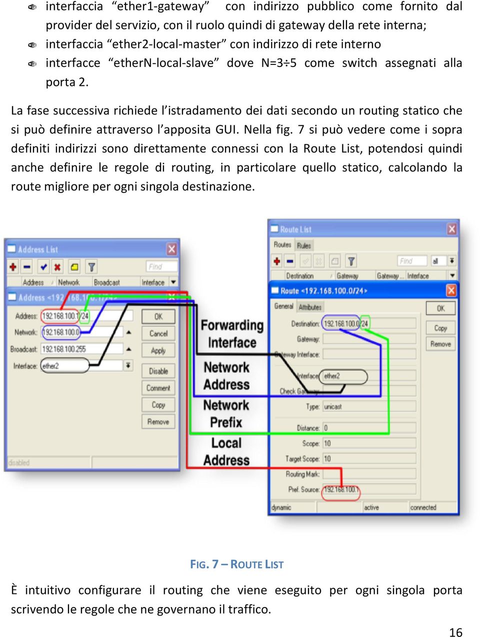 La fase successiva richiede l istradamento dei dati secondo un routing statico che si può definire attraverso l apposita GUI. Nella fig.