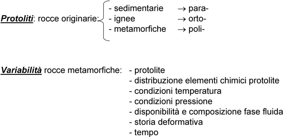 distribuzione elementi chimici protolite - condizioni temperatura -