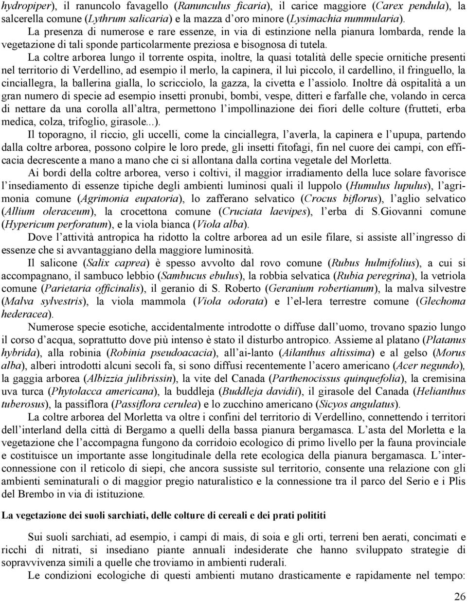 La coltre arborea lungo il torrente ospita, inoltre, la quasi totalità delle specie ornitiche presenti nel territorio di Verdellino, ad esempio il merlo, la capinera, il luì piccolo, il cardellino,