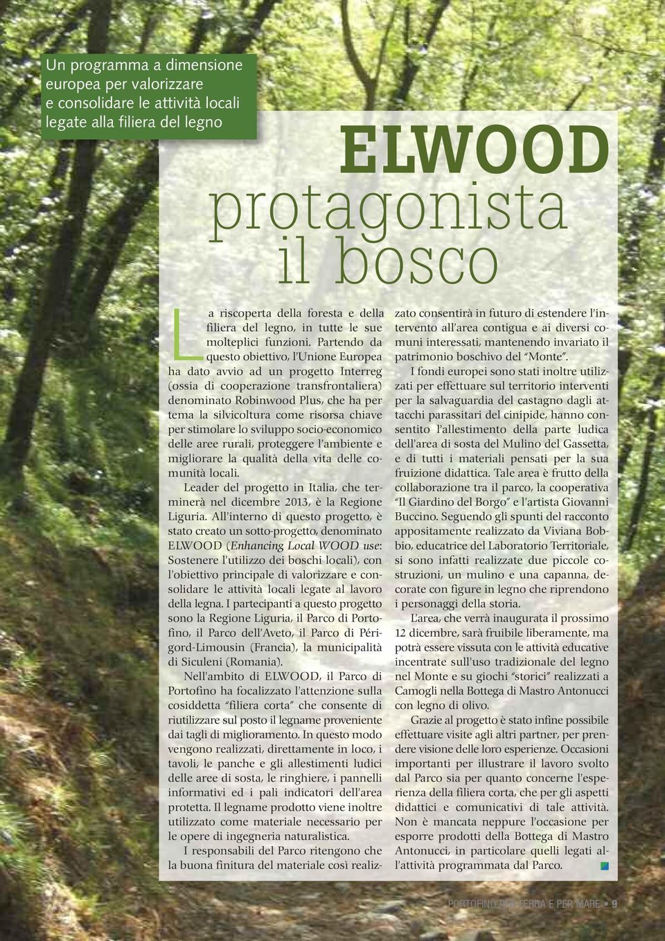Partendo da questo obiettivo, l Unione Europea ha dato avvio ad un progetto Interreg (ossia di cooperazione transfrontaliera) denominato Robinwood Plus, che ha per tema la silvicoltura come risorsa