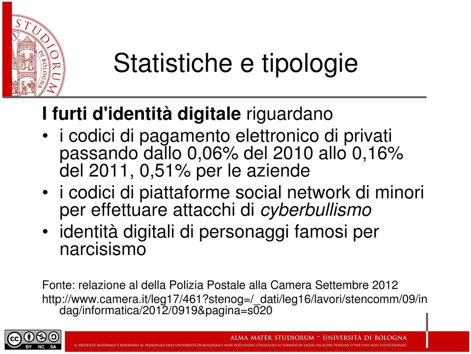 attacchi di cyberbullismo identità digitali di personaggi famosi per narcisismo Fonte: relazione al della Polizia Postale