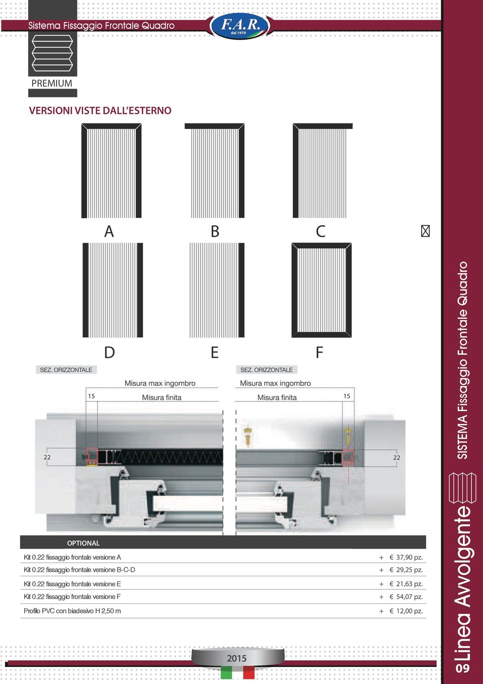 22 fissaggio frontale versione B-C-D Kit 0.22 fissaggio frontale versione E Kit 0.