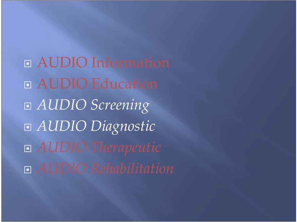 AUDIO Diagnostic AUDIO