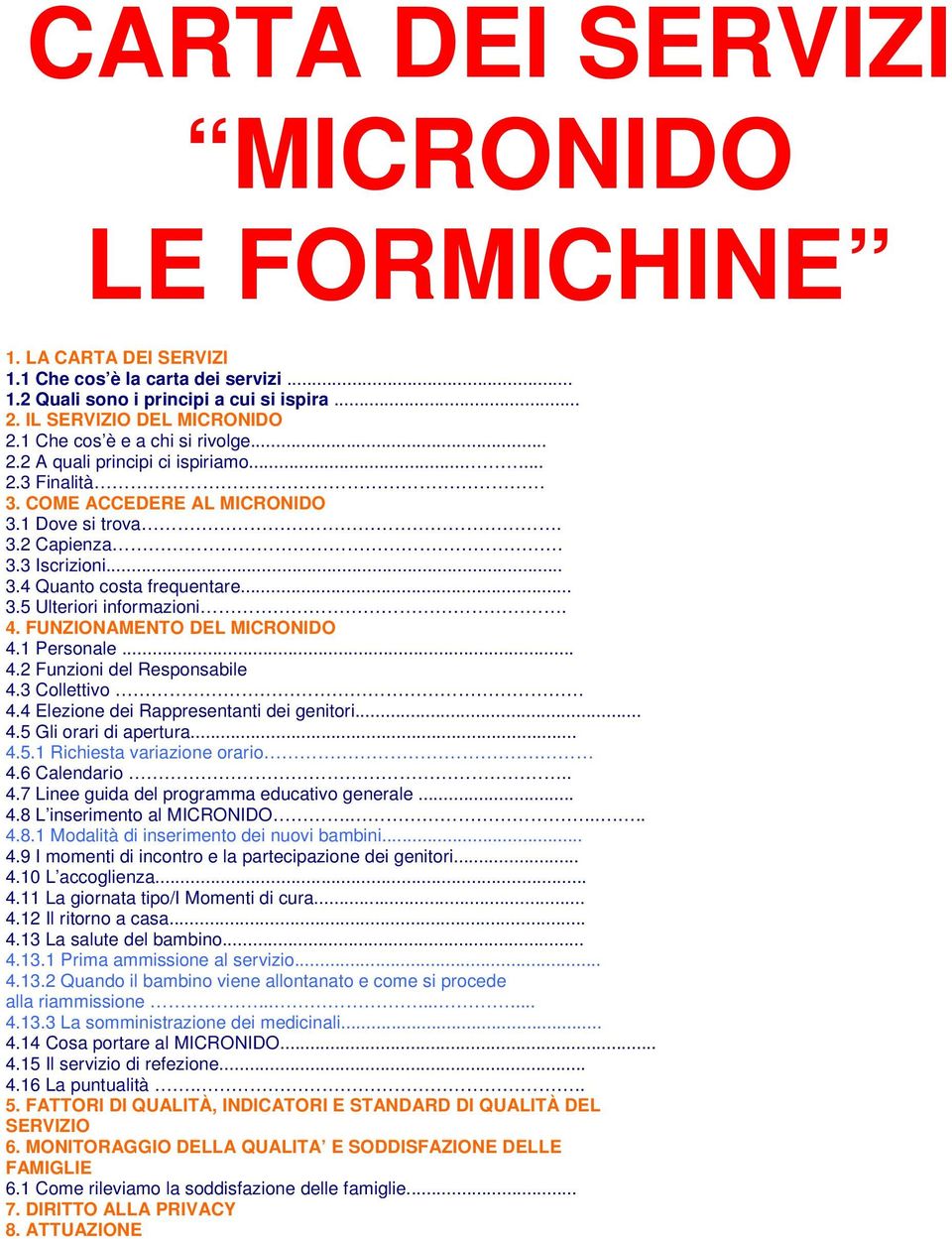 4. FUNZIONAMENTO DEL MICRONIDO 4.1 Personale... 4.2 Funzioni del Responsabile 4.3 Collettivo 4.4 Elezione dei Rappresentanti dei genitori... 4.5 Gli orari di apertura... 4.5.1 Richiesta variazione orario.