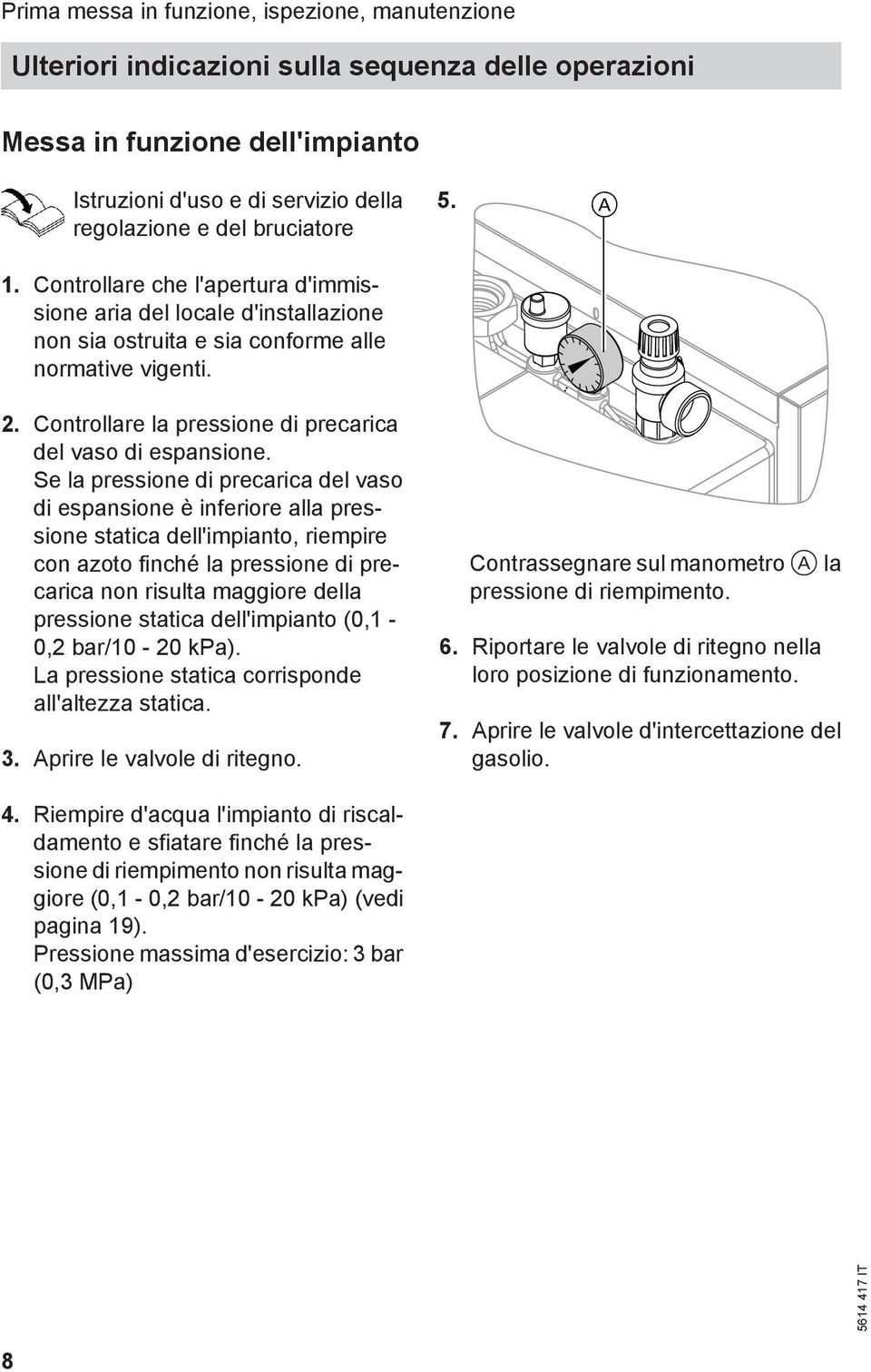 Controllare la pressione di precarica del vaso di espansione.