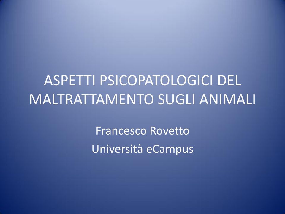SUGLI ANIMALI Francesco
