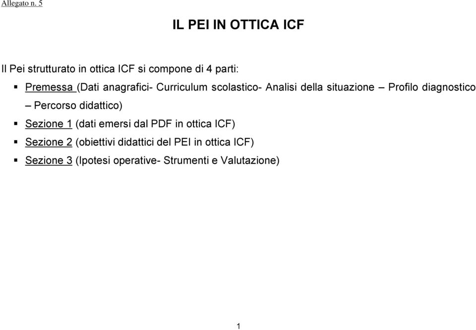 (Dati anagrafici- Curriculum scolastico- Analisi della situazione Profilo diagnostico